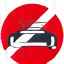 Un panneau d'avertissement rouge avec le symbole d'une voiture et une flèche barrant le transfert, symbolisant l'interdiction de transférer la vignette.